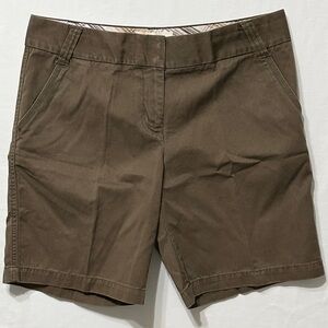 J. Crew Women's Brown Classic Cotton Twill City Fit Chino Bermuda Shorts - 12